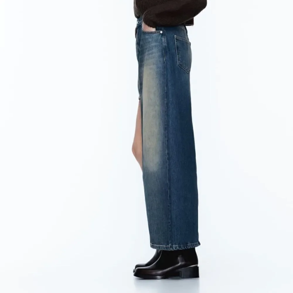 ZARA Z1975 ASYMMETRIC DENIM SKIRT